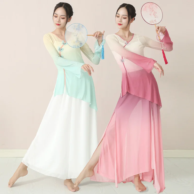 

Chinese Wide Sleeve Classical Dance Body Rhyme Clothing For Women Chinese Traditional Dress Hanfu Blouse Pant