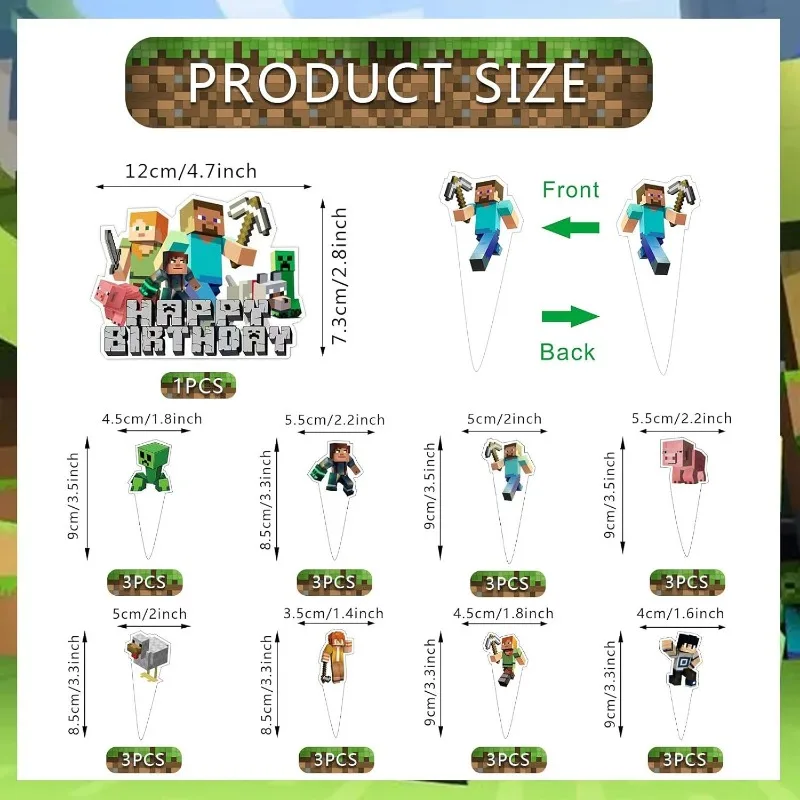 25pcs Minecraft Cartoon Cake Topper Cupcake Toppers for Kids Birthday DIY Decoration Theme Party Kids Gifts Cartoon Supplies view 5