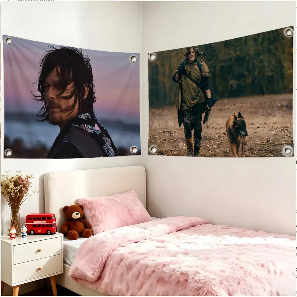 Series Character The Walking Dead Daryl Dixon Flags Four Ring Borderless Art Decor Indoor Outdoor Use Simple Hang And Install