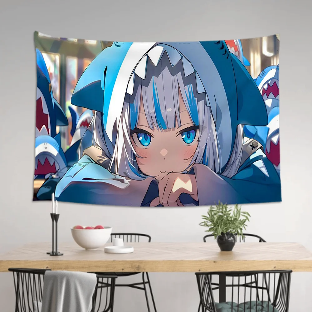 Animation G-Gawr G-Gura V-VTUBER Tapestry Room Decor Wall Cloth Party Hanging Background Room Decor Baby Room