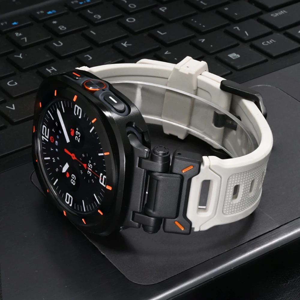 

Soft Silicone Band + Aluminium Alloy Case for Samsung Galaxy Watch Ultra 47mm 7 ultra Men Sports Strap Cover Luxury Accessories