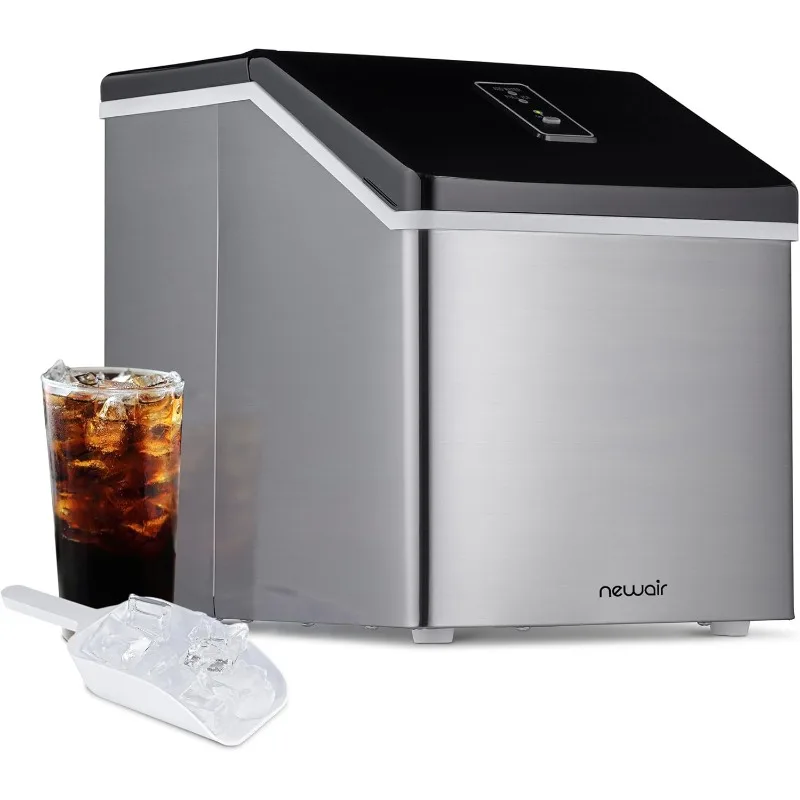 Newair シルバー カウンタートップ製氷機、コンパクトな自動製氷機、15 分以内にキューブが準備完了
