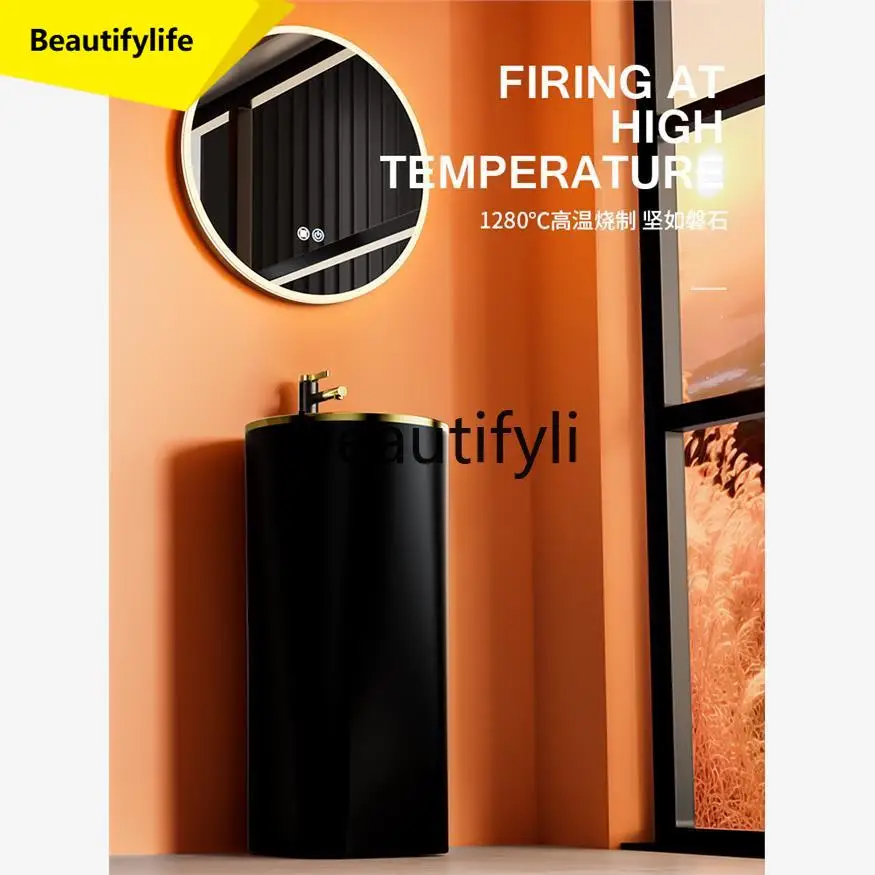 

cn0420 Bathroom column basin light luxury creative balcony column type washbasin outdoor floor type