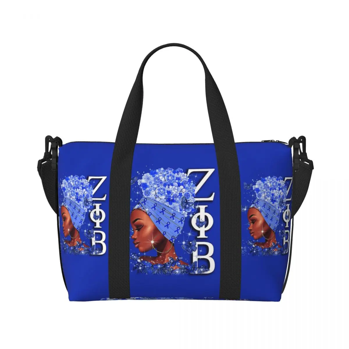 Custom Zeta Phi Beta Woman Groceries Shopping Tote Bags Women Big Capacity ZOB Greek Letter 1920 Gym Beach Travel Bags