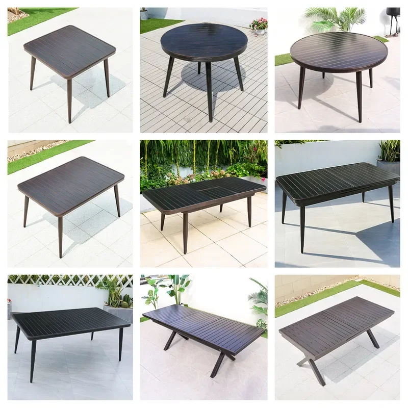 Retractable Aluminum Alloy Outdoor Table and Chair Set for Garden Villa Courtyard Leisure Furniture