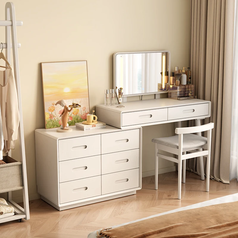 

Makeup Toilets Deals Accent Dresser Luxury Nordic Dressing Table Vanity Desk Light Mirror Minimalist Furniture White Glass Top