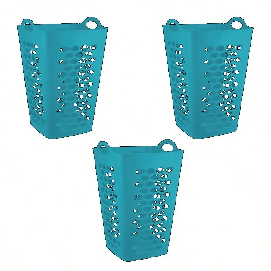 

Stretchable plastic square laundry basket, 3-piece set