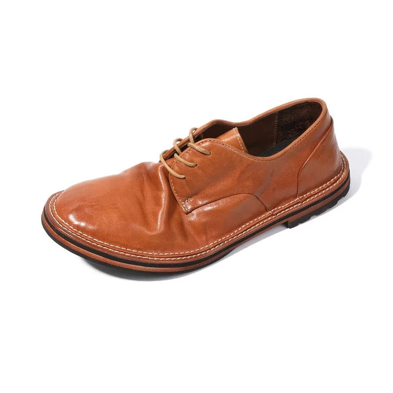 

Handmade Genuine Leather Business Derby Shoes Men's Casual British Retro Breathable Work Cowhide Dress Leather Shoes Male