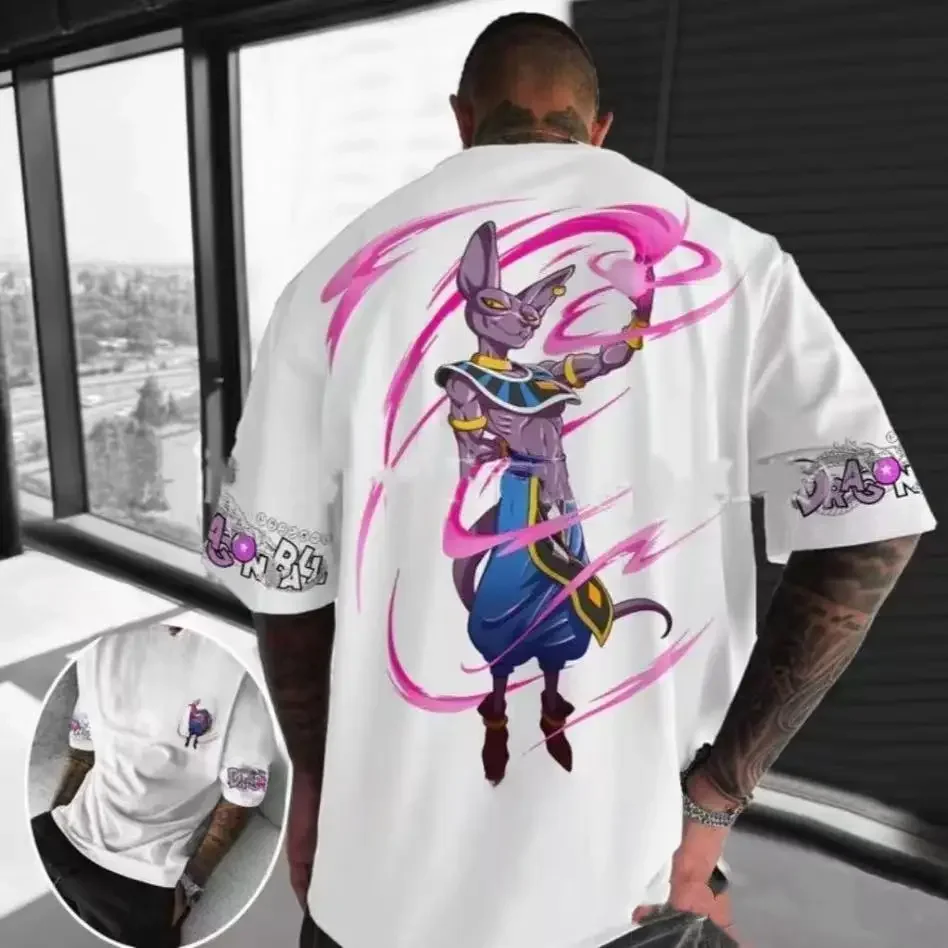 公式ドラゴンボール超サイヤ人男性と女性同じ高精細印刷クルーネックコットン半袖Y2K