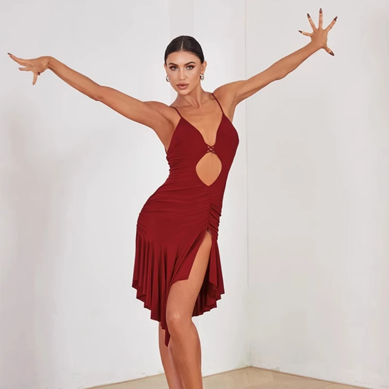 3 Colors ZYM Latin Dance Professional Dresses Sexy Cutout Latin Dance Dress For Women Samba Chacha Rumba Dancing Costume SL10339