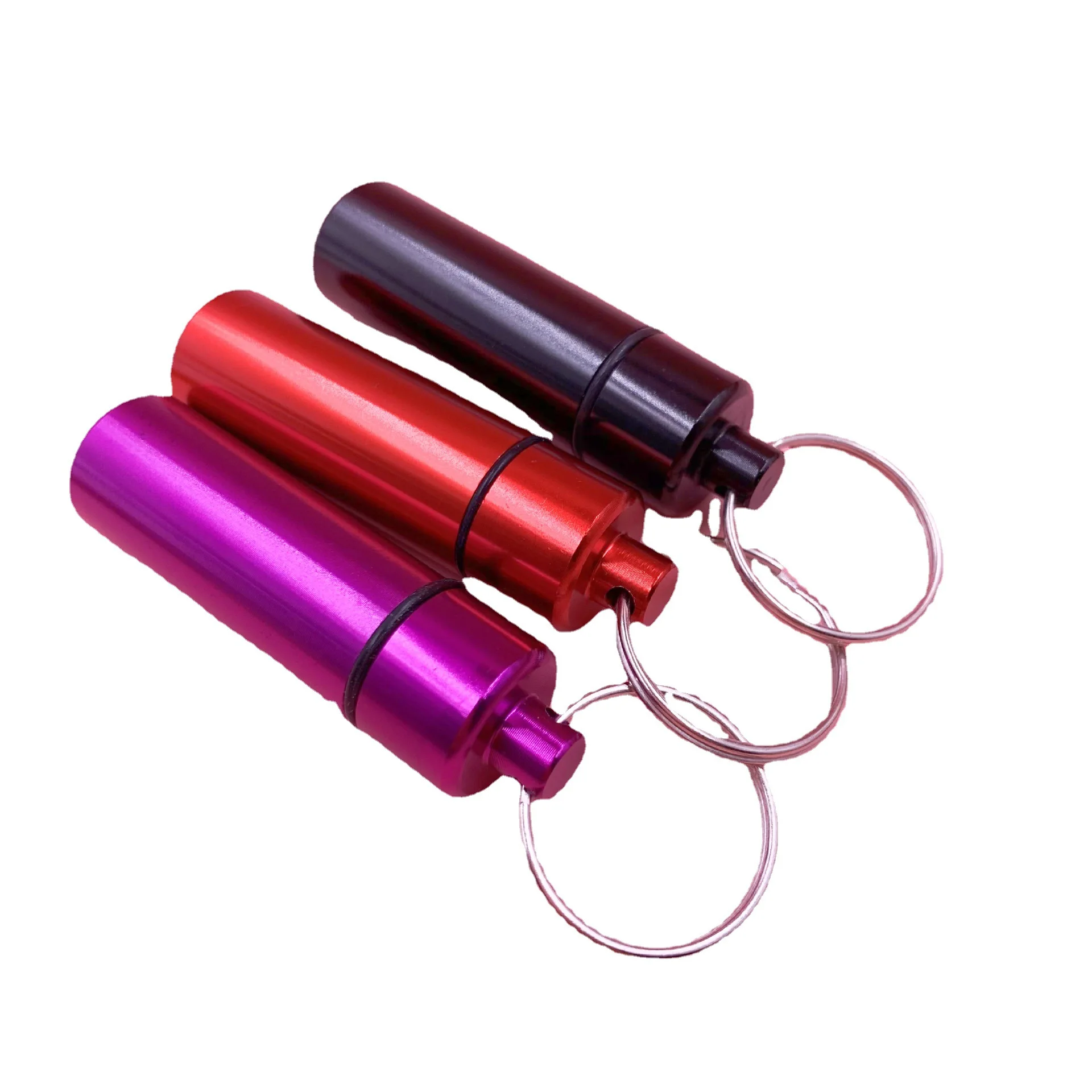 aluminum medicine bottle with key chain aluminum alloy medicine cartridge  Box for 3 pcs dosing capsule