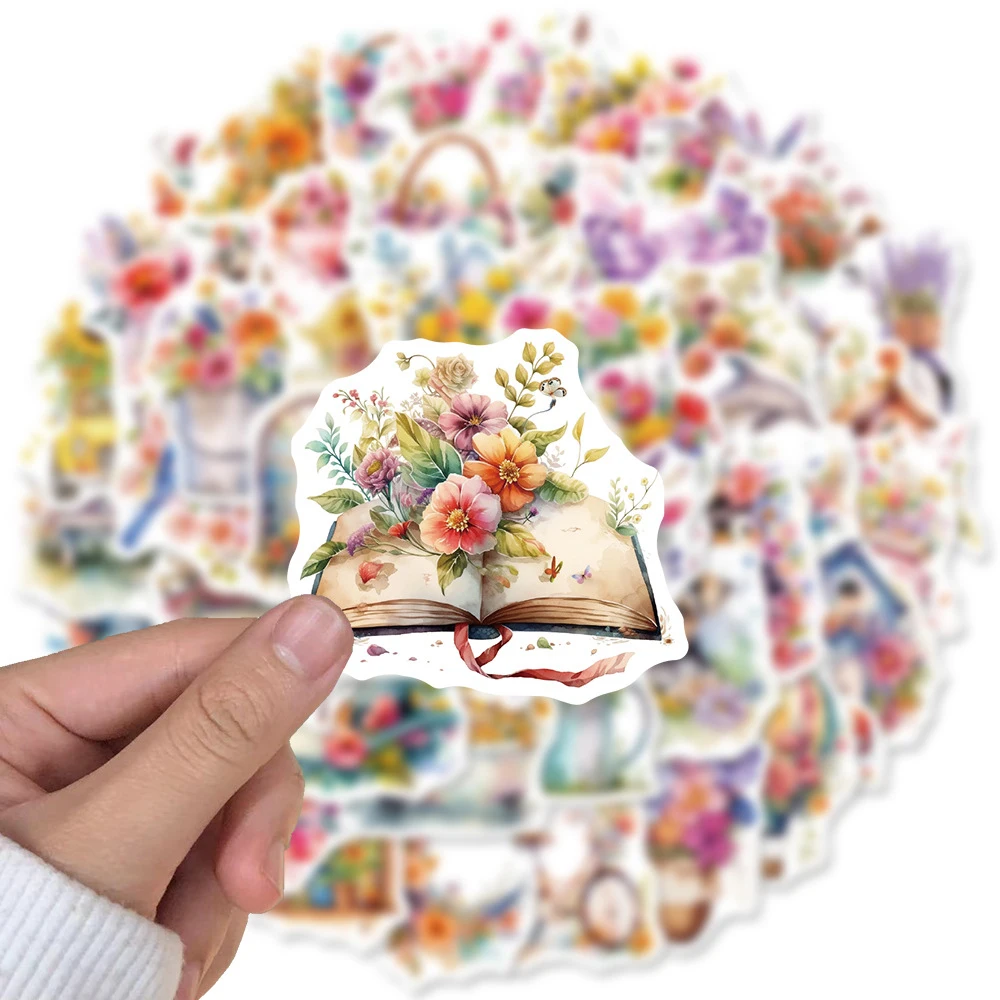 

10/30/50pcs Art Camping Flowers Cartoon Stickers Aesthetic Decals DIY Scrapbooking Laptop Bike Luggage Waterproof Sticker Pack