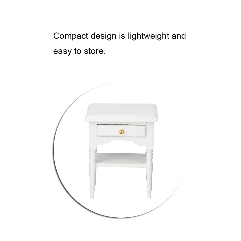 Bedside Table Furniture Wood Bedside Table 1:12 White Mini Bedroom Furnishing Articles Wooden Bedside Table Model