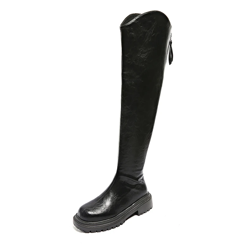 أحذية عالية للنساء أحذية بكعب أنيق مصمم أحذية الشتاء الفاخرة 2025 جديد غير رسمي القوطي فوق الركبة Mujer تشيلسي بوتاس