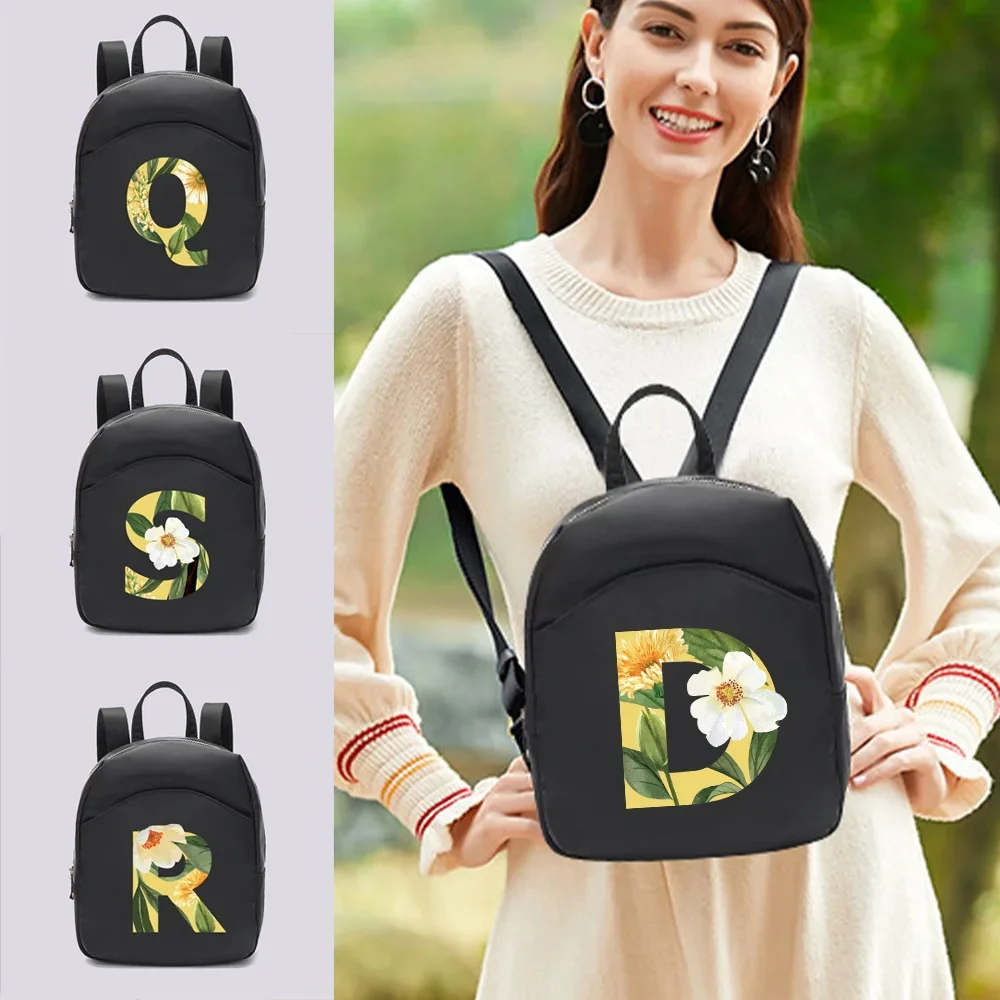 Mini Backpacks for Women Travel Camping Female Bag Floral Letter Print Small Backpack Child Girl School Bags Teen Girls Knapsack
