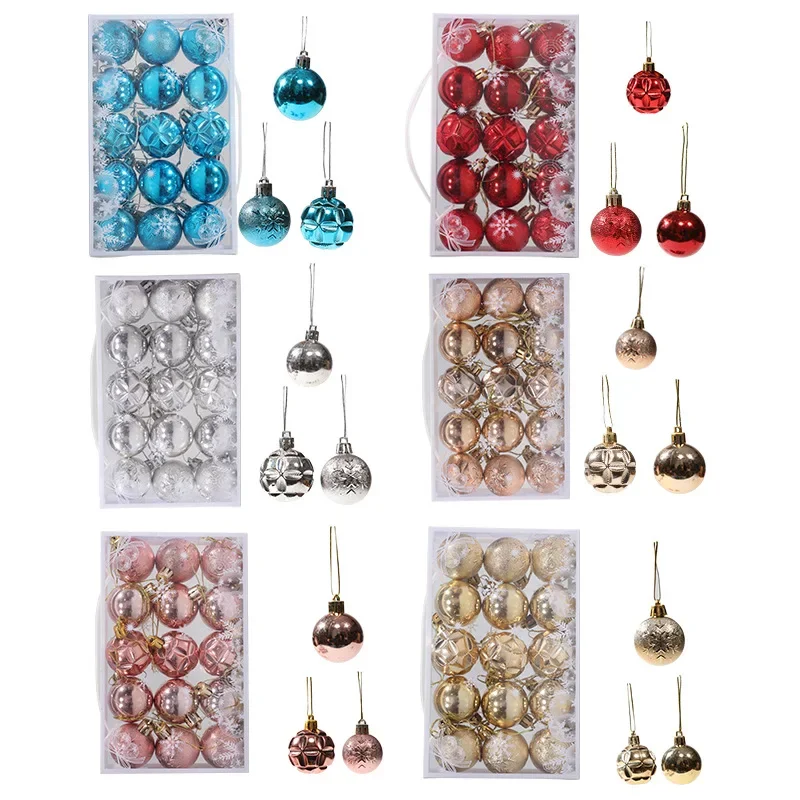 15PCS Christmas Ball 6 Color Styles Xmas Tree Decor Noel Restaurant Window Display Merry 2025 Christmas Decor For Home Kid Favor