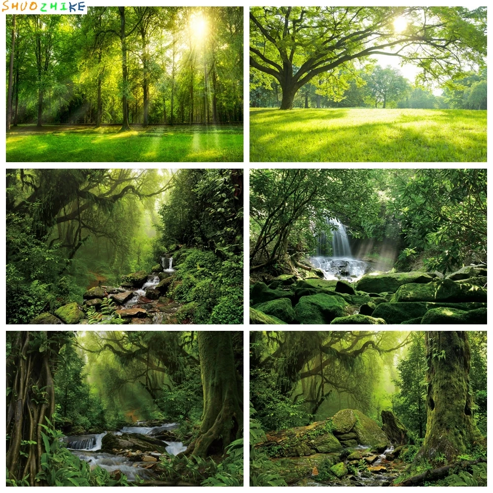 

Tropical Jungle Green Forest Backdrop for Photography Rainforest Natural Landscape Adventure Photo Studio Background Custom