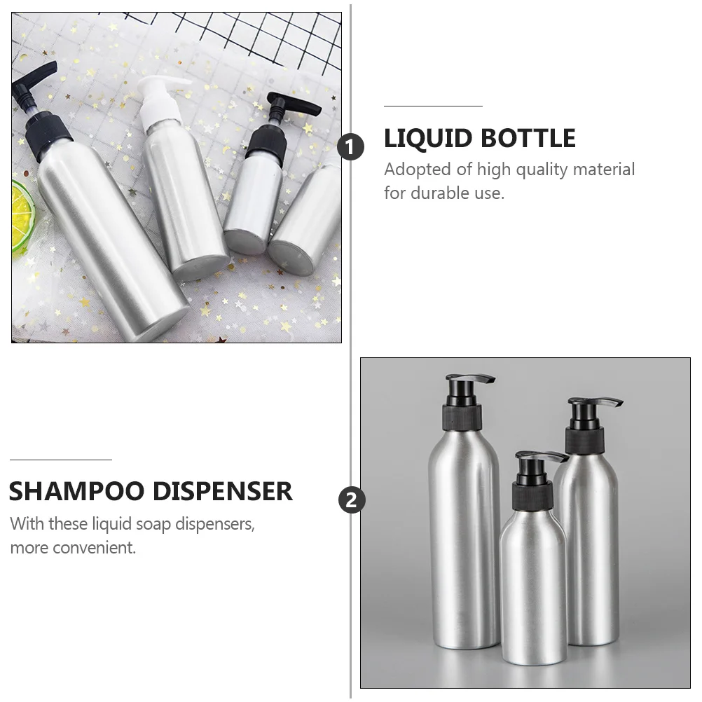 

4pcs Aluminum Liquid Bottle 250ml Shampoo Liquid Pump Dispenser Creative Fashion Design Gift Bottle Pump