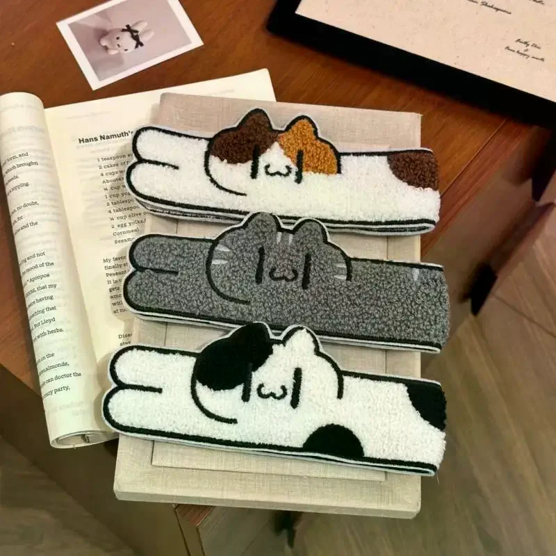 Cute Cartoon Cat Magic Tape Hair Band: Plush Bangs Hair Sticker Reusable Accessory Washing Face Makeup Daily Use