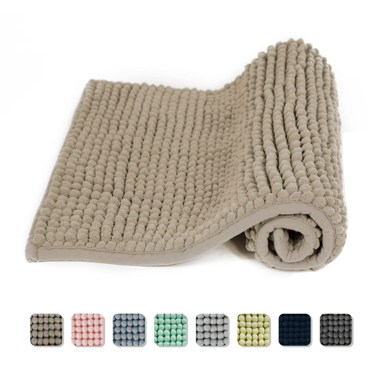 

Solid Color Bathroom Mat Bath Carpets Chenille Water Absorption Bathtub Washbasin Floor Mats Non-slip Toilet Rug Plush Foot Rug