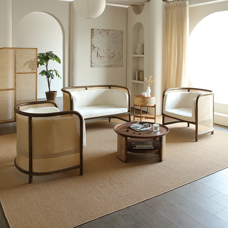 

Stylish Three-Seat Rattan Sofa Set for Home Reception Bedrooms Hotels OEM Application for Apartments Malls Offices