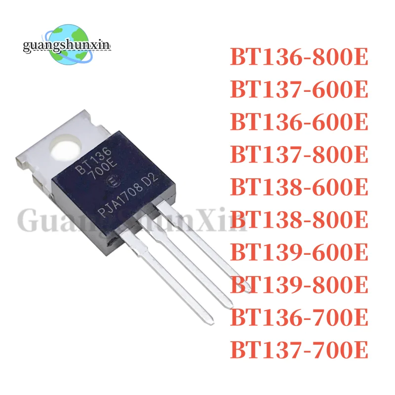 Piezas de 10 BT136-600E, BT137-600E, BT138-600E, BT139-600E, BT136-800E, TO220, BT136, BT137, BT138, BT139, IC