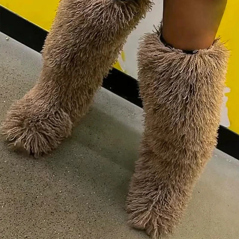

IPPEUM Thigh High Mongolian Boots Winter Plush 2025 Knee High Shoes For Women Over The Knee High Fur Boots