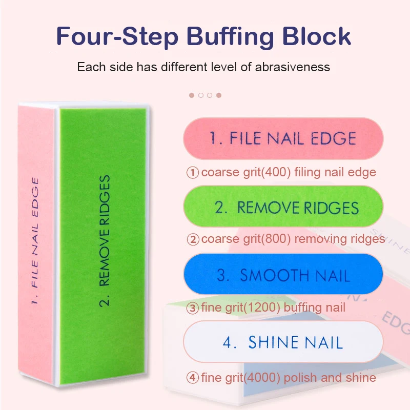 5/10pcs Nail Buffer Block 4 Step Colorful Buffing Block Shine Polishing Nail File Manicure Sanding Tools Kit Grind Natural Nails