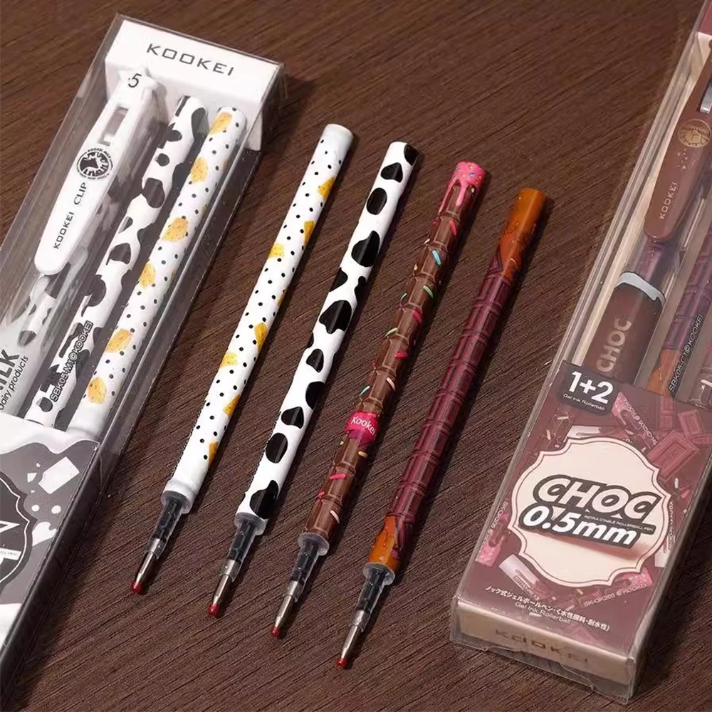 

1 + 2 набор гелевых ручек KOOKEI 0,5 мм, черная студенческая кисть, быстросохнущая шариковая ручка с вопросом, высококачественные канцелярские принадлежности с сыром, шоколадом