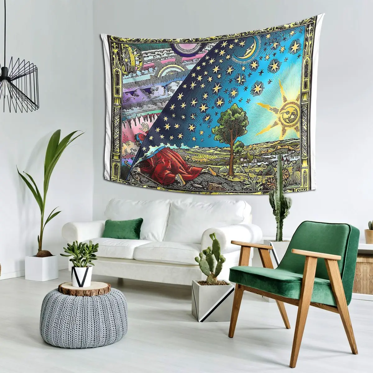 Flammarion Engraving Flat Earth Tapestry Decor Art Aesthetic Tapestries for Living Room Bedroom Home Wall Cloth Wall Hanging