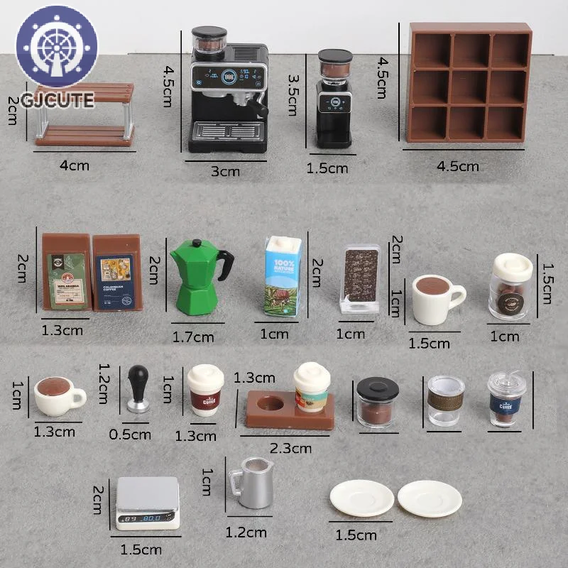 1:12 Dollhouse Miniature Coffee Machine Cup Set Coffee Machine Mixer Machine Model Kitchen Doll Electrical Appliance Model Toys