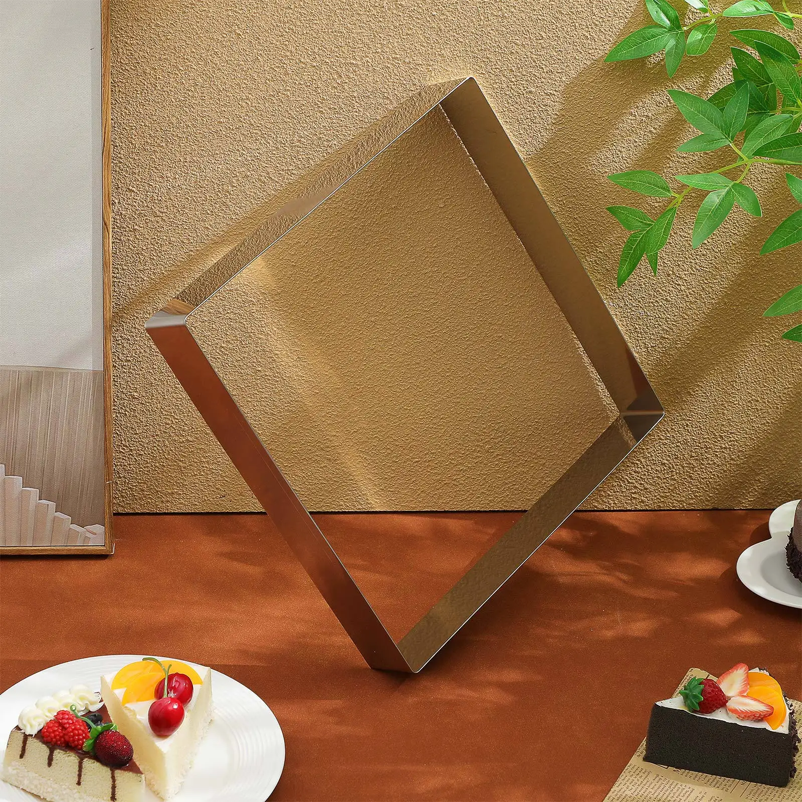 17 بوصة الفولاذ المقاوم للصدأ قالب الكعكة مربع موس الدائري ارتفاع درجة الحرارة مقاومة الخبز أداة للمعجنات كوكي العجين ساندويتش #5