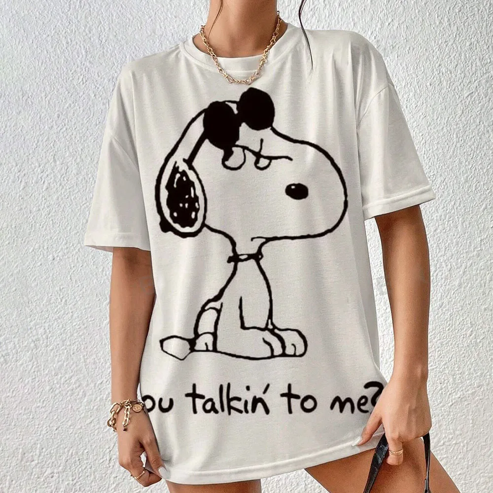 Summer O-Neck Short Sleeve Women's T-Shirt Snoopy print T-Shirt Pullover Top Fashion Street Female Clothing 2024 ﻿