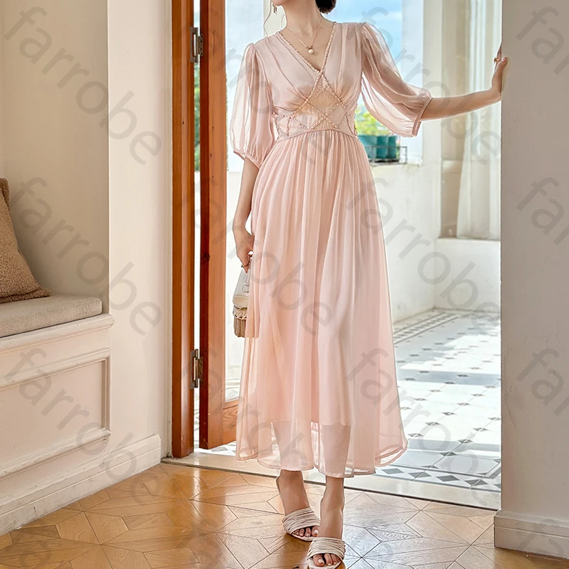 

Elegant V-Neck Puff Half Sleeves Evening Dresses Sweet Mother of Bride Dress Exquisite High Quality Prom Party Gowns Customized