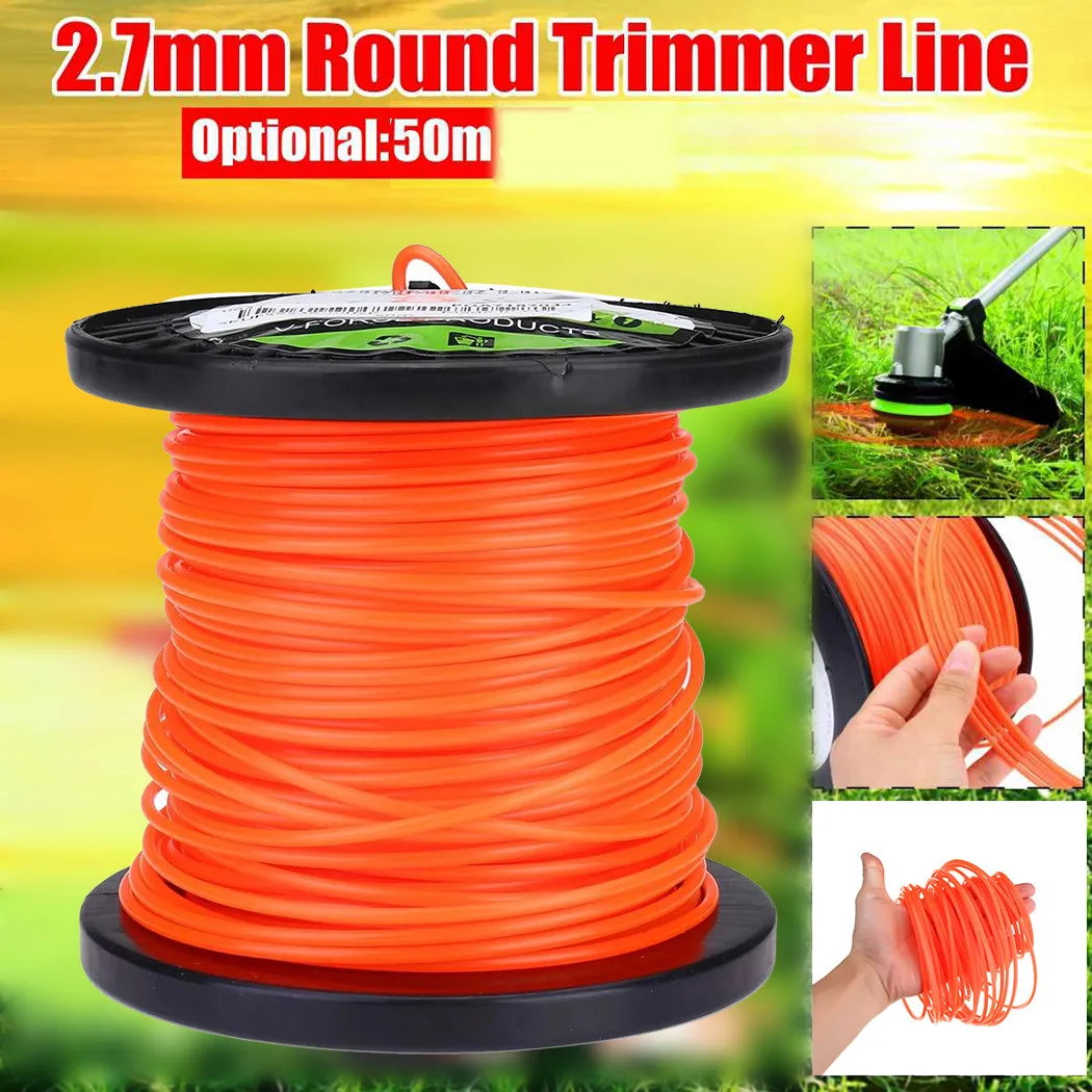 

1pc Electric Lawn Mower Trimmer Line 50mx2.7mm Nylon Garden Grass Brush Cutter Spiral Rope Lawn Mower Head Tool Accessory