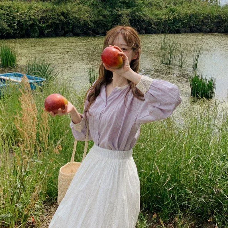 

Рубашки женские Ins Design Camisa Mujer Prairie Chic новая кружевная одежда в корейском стиле универсальный нежный тонкий летний модный топ для колледжа