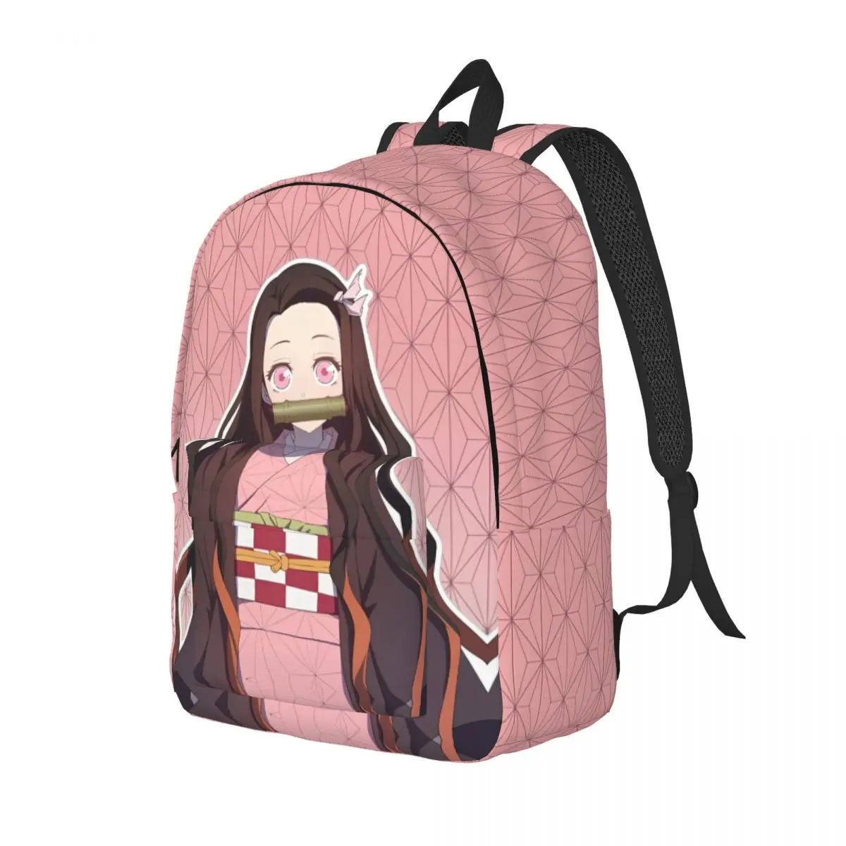 Anime Demon Slayer Nezuko Kamado Backpack Middle High College School Student Book Bags Teens Daypack with Pocket