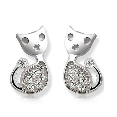 925 Sterling Silver Cute Mini Cat Small Stud Earrings Children Girl Simple Romantic Piercing Jewelry Accessories