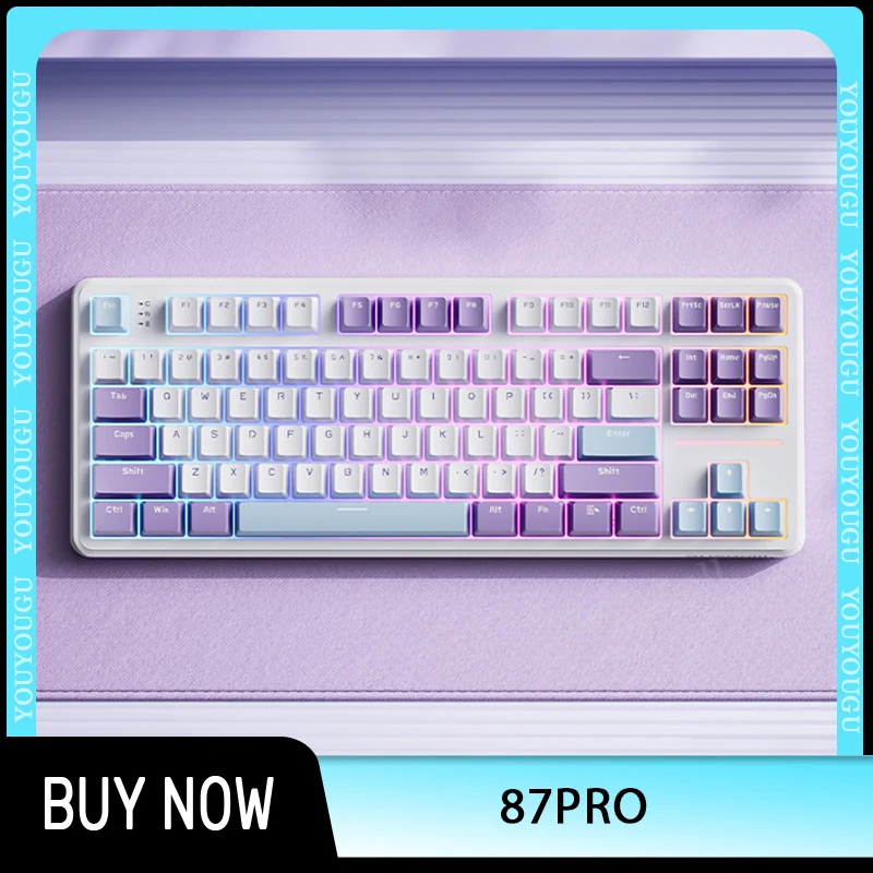 Ausdom Hola 87pro Mechanical Keyboard 3 Mode Hot-Swappable 87keys Gasket Rgb Backlit Game Wireless Keyboard With Mda Pbt Keycaps