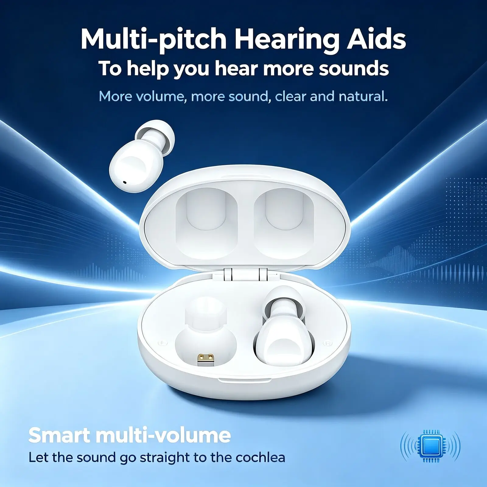 In Ear Earphones Noise Reduction Memory Volume Button Control Auto Power On Off Headphones For Seniors Daily Conversation Use