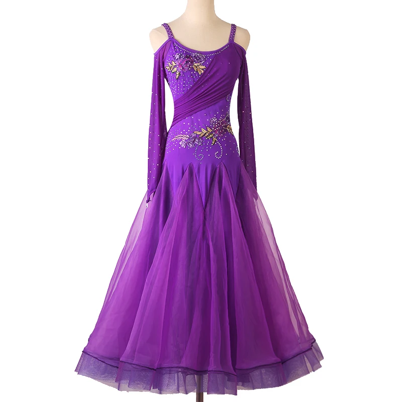 Vestidos de competición de baile de salón, ropa de baile moderno de Vals, traje de escenario, ropa femenina de Flamenca personalizada, 0569