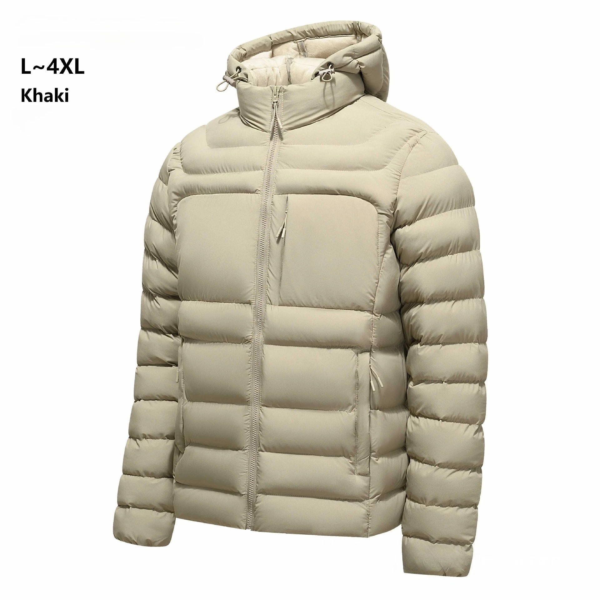 Lightweight Padded Jacket Mens Quilted Puffer Coat Hooded Winter Warm Windproof Casual Outdoor Plus Size Large Outerwear