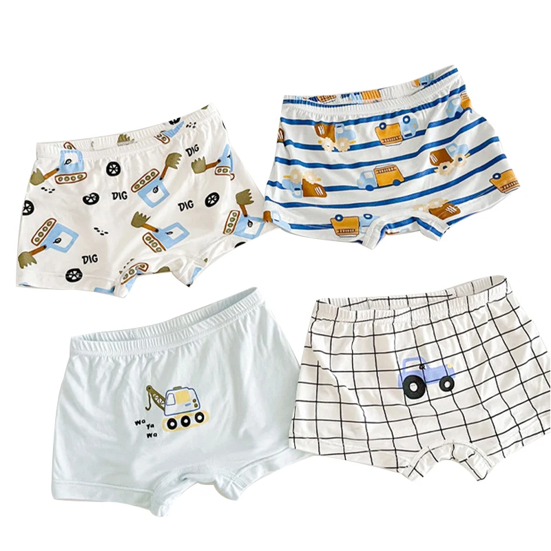 4 Pairs/Lot Modal Children\'S Underwear New Cartoon Puppy Boys And Girls Panties Breathable Kids Underpants