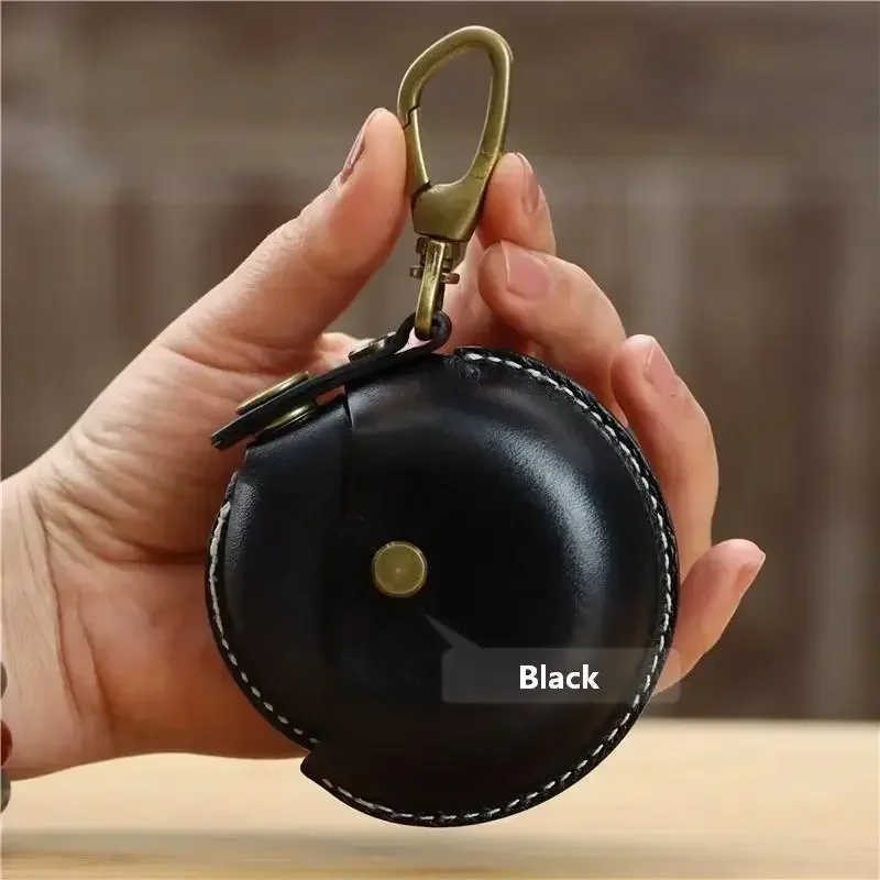 Handgefertigte Aufbewahrungstaschen, kleine runde Taschen aus echtem Leder, tragbare und kreative Bluetooth-Kopfhörerhüllen, hochwertige Geschenkboxen. – Detail 10