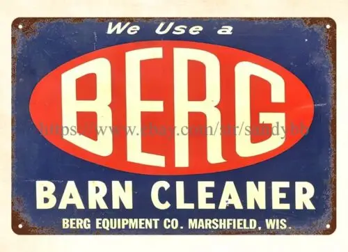 pop shop themed office decor Berg Barn Cleaner metal tin sign