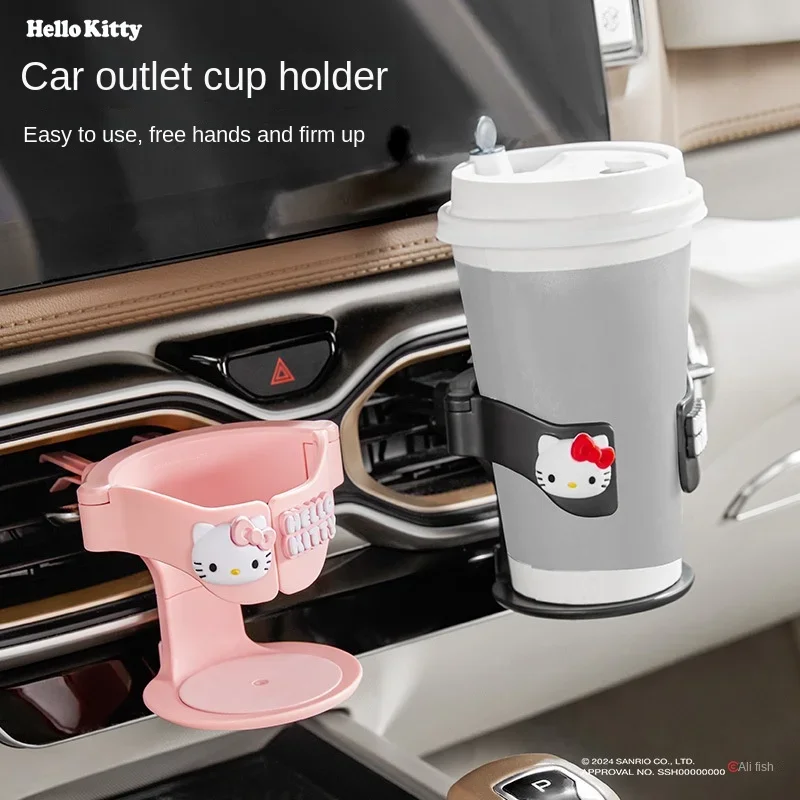 

Sanrio Hello Kitty Cartoon Car Cup Holder Kawaii Anime Cute Tea with Milk Beverage Coffee Car Air Outlet Cup Stand Gift Girl