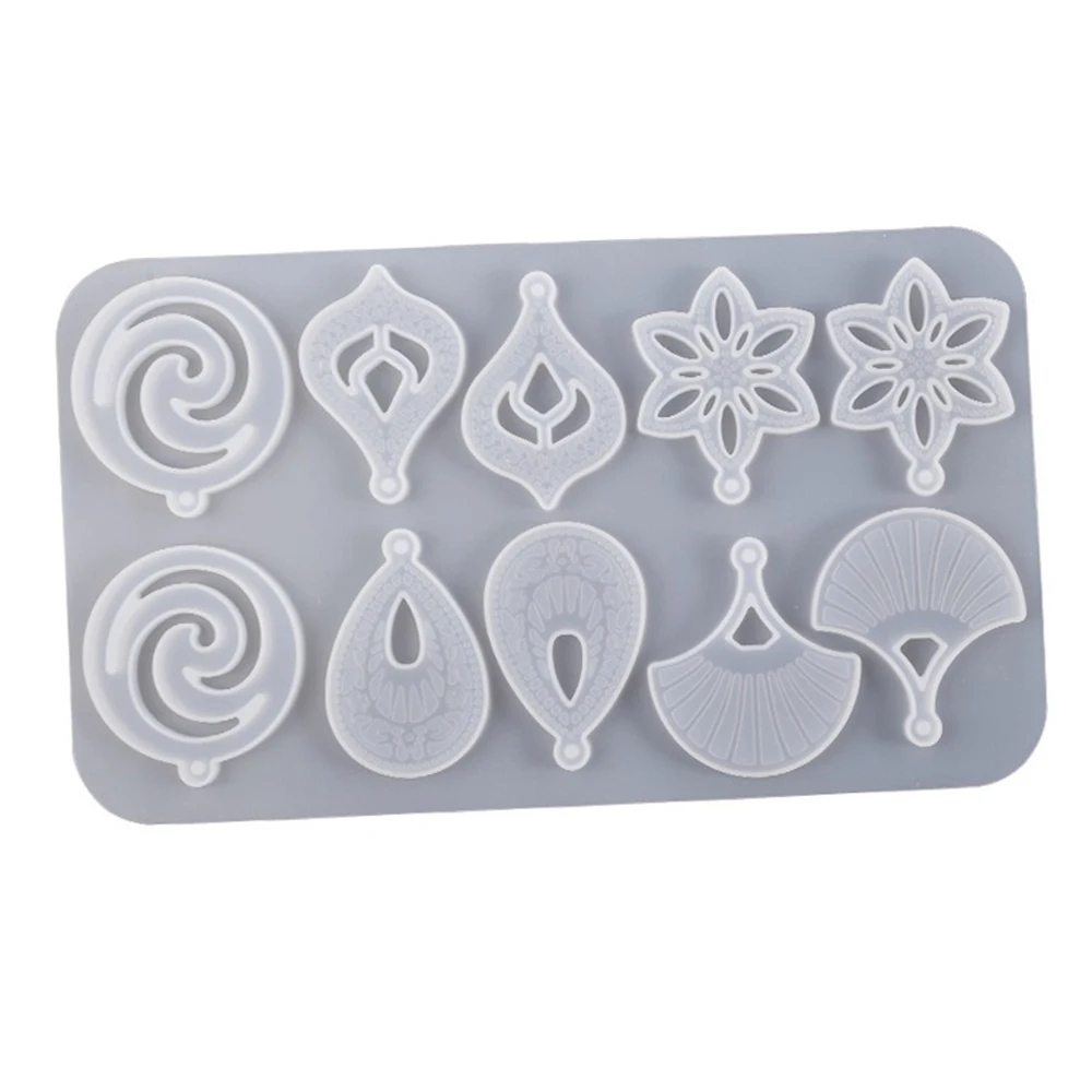 1 Pcs Hollow Pattern Water Droplet Fan Leaf Silicone Resin Mold with Holes For DIY Epoxy Resin Earrings Pendant Necklace