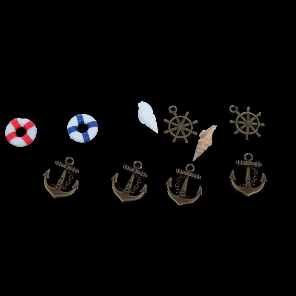 Natural Sea Shells and Plastic Fish Set Nautical Beach Ornaments Marine Shells Decor for Wedding Party Decoration Crafts