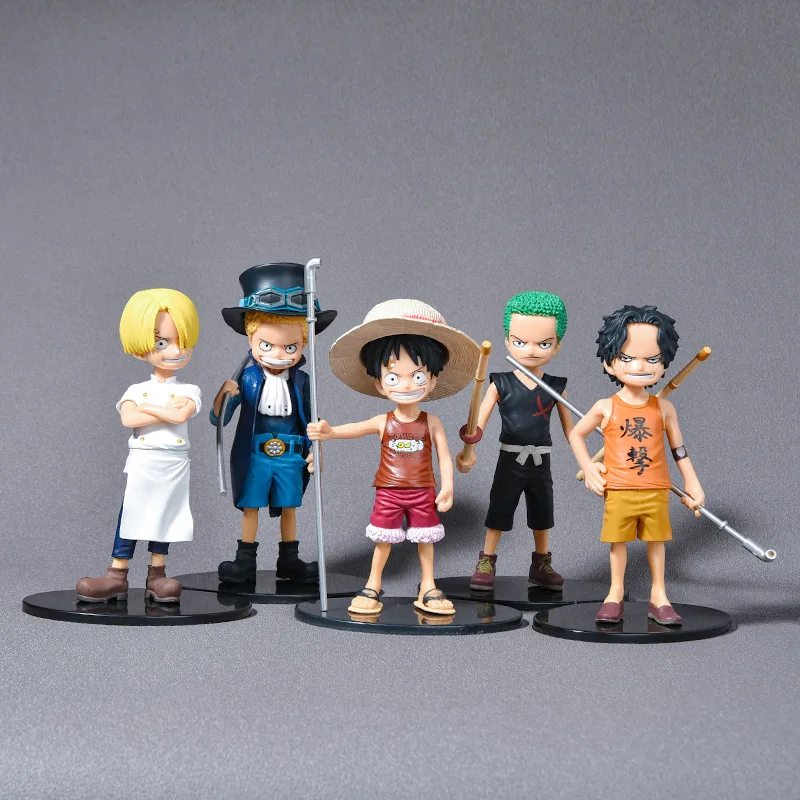 

5 шт., Аниме One Piece, фигурка Luffy Roronoa Zoro, Коллекционная модель, милые игрушки, украшение для торта, детский подарок на день рождения