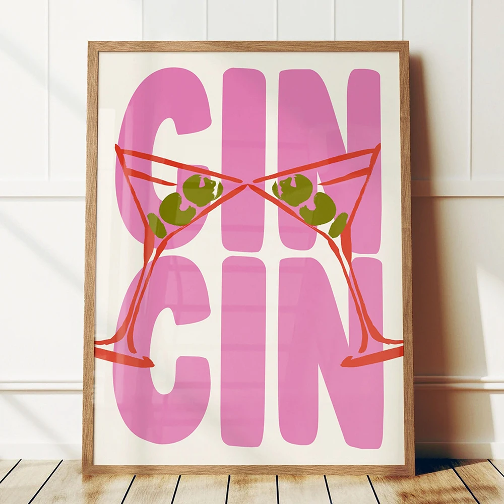 Trendy Coffee Cheers Print Posters Retro Wine Poster Pasta Night Food Print Painting Bar Cart Art Decor Maximalist Room Decor